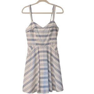 Striped Twee Pinup 1950s Retro Coastal Fit & Flare Feminine Summer Dress NWT M